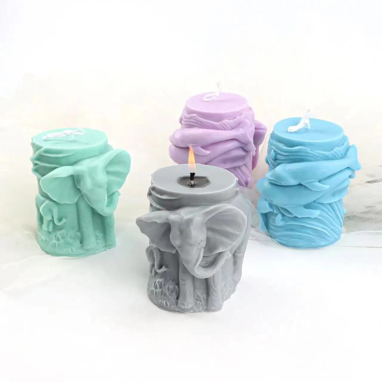 Warrior Portrait Soap Mould Tool Majestic Decorating Black Bear Wolf Horse Elk Statue Animal Pillar Shape Silicone Candle Mold