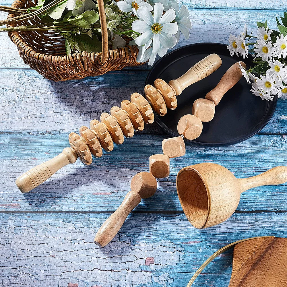 Wood Therapy Massage Tools Gua Sha Board Wooden Scraper Massage Rolls Lymphatic Drainage Tool for Release Cellulite Sore Muscle - immagine 5