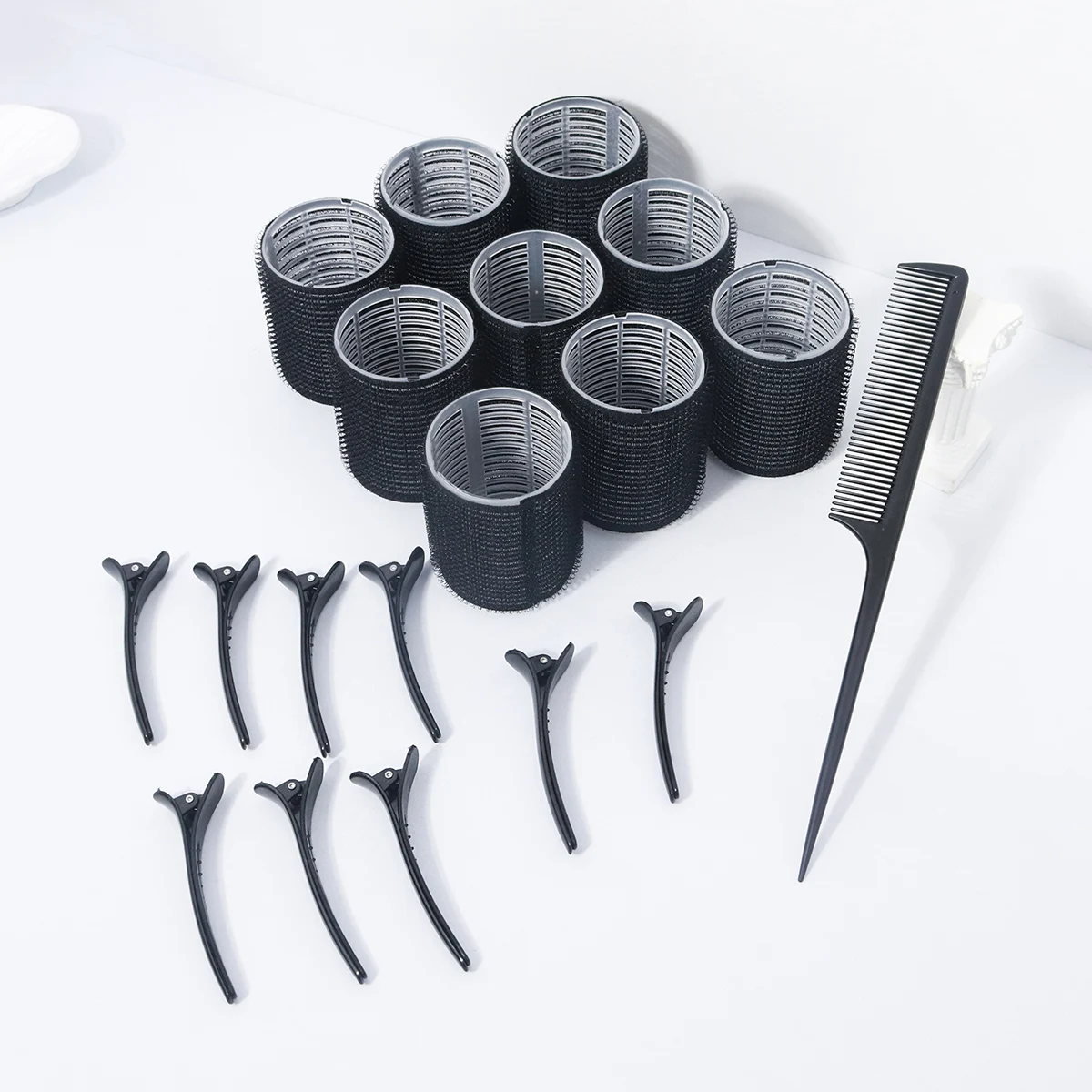 Styling Hair Accessory Kit Heatless Curler Duckbill Clip Pointed Tail Fine Tooth Comb For Real Hair Wigs 19pcs