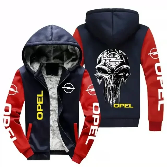 Veste à manches longues avec logo 321Opel pour homme, sweat-shirt décontracté avec fermeture éclair, doublure en laine, manteau en polaire, nouvelle collection hiver, haute qualité 1