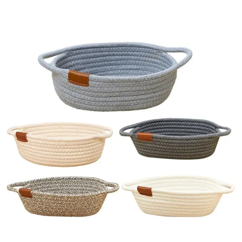 

Rope Storage Baskets Woven Nordiic Cotton Rope Storage Baskets Organize Boxs Desktop Sundries Organize Basket Cosmetics Storage