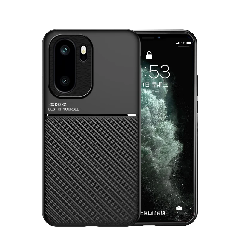 Shockproof Magnetic Leather Silicone Phone Case with Car Holder Function