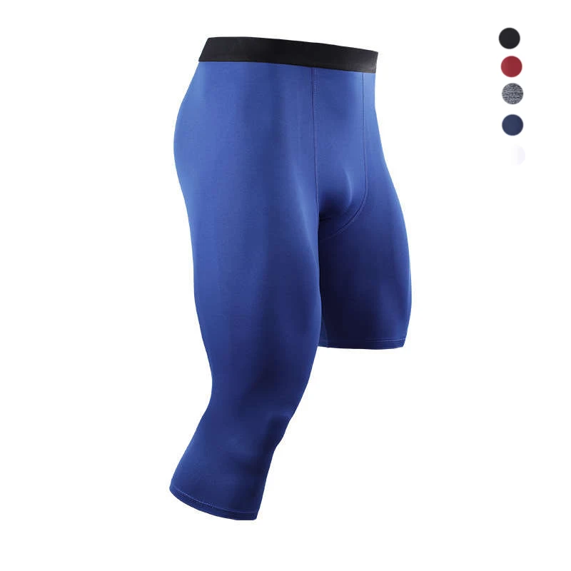 Summer Men Capri Running Tights GYM 3/4 Pants Male Basketball Football Soccer Fitness Exercise Sport Cropped One Leg Leggings 20