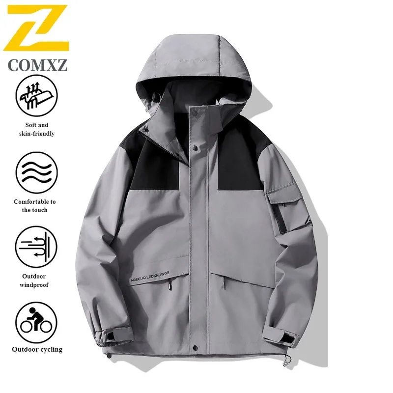 COMXZ Windbreaker Jacket Men Women Waterproof Thermal Detachable Outdoor Hiking Coat Anti-Scratch Spring Autumn  Travel Jacket