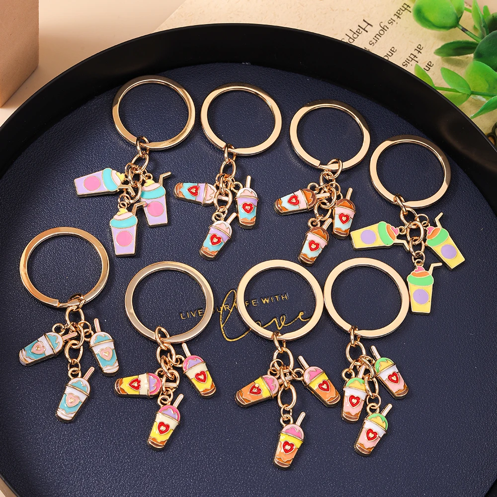 Aihua Niedlicher Bubble-Tea-Schlüsselanhänger für Frauen, Lebensmittel- und Getränke-Schlüsselring, Auto-Schlüsselanhänger, Handtaschenanhänger, Schmuck, Geschenke, Schmuckstücke