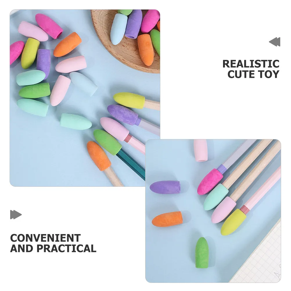 150Pcs 총알 모양 컬러 지우개 연필 캡 Tpr 소재 학생 사무실을위한 경량 휴대용 지우개 토퍼