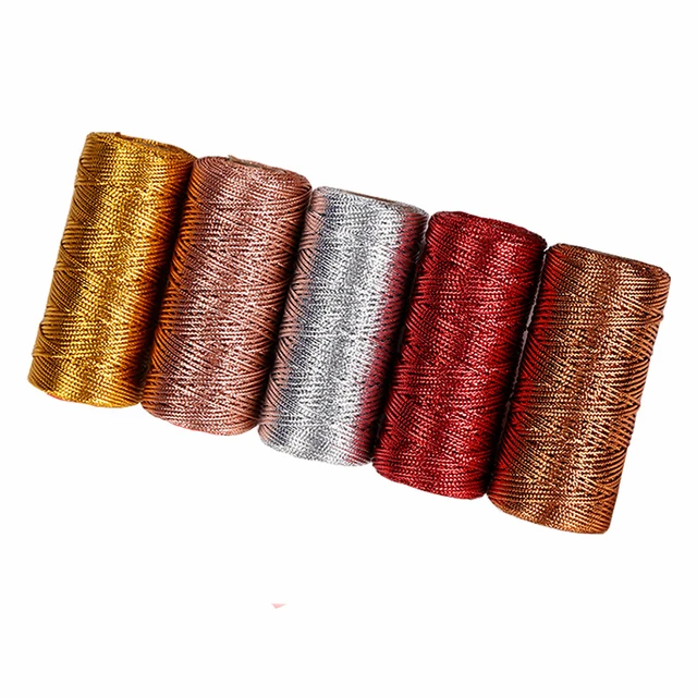 Metalic Cord Knitting Yarn Packing, Polyester Ribbons, Gold, Silver Macrame  Rope, String Twine, DIY Gift Wrap Threads, 1mm, 100m - AliExpress