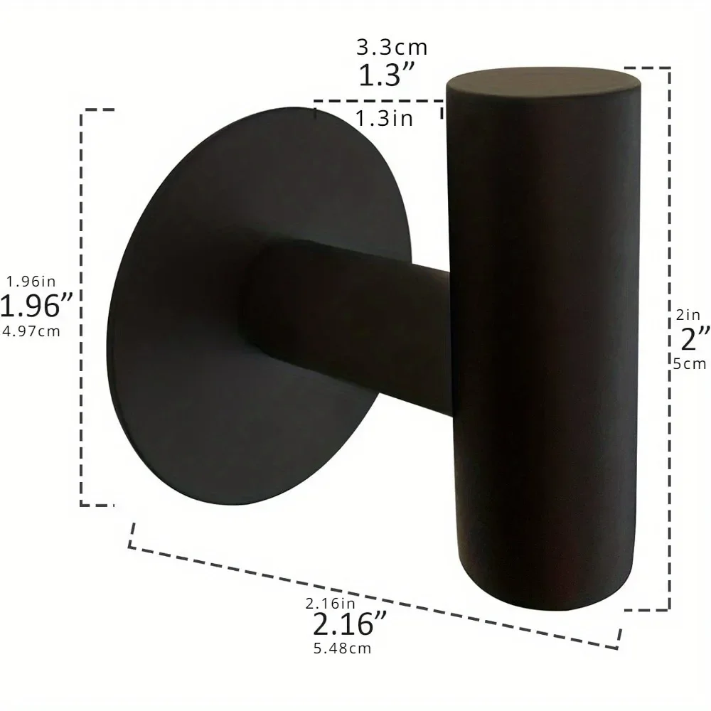 Matte Black Sticky Wall Hook 2 Piece Heavy Duty Sticky Towel Hook for Bathroom, Kitchen Door, Wall