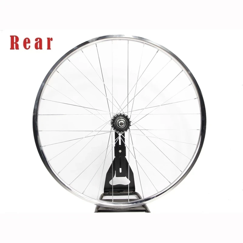 Bike Wheelset Fixed Gear Bike Wheel Fixie Rims Silver 700C 32 Holes Vintage Aluminum Alloy Single Speed