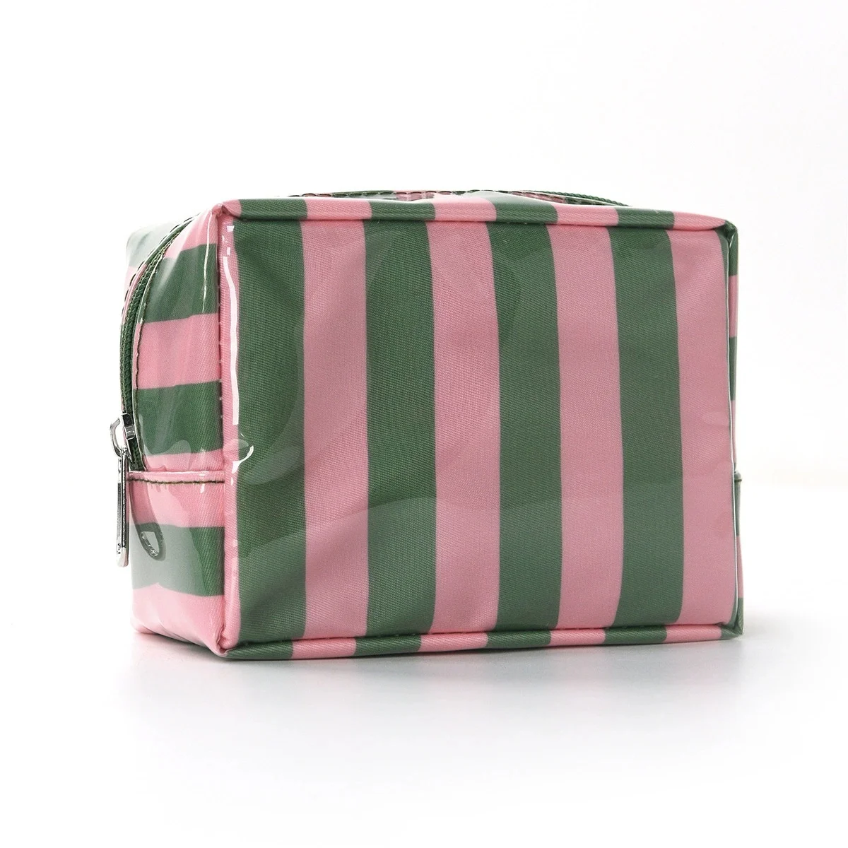 Chic Striped Mini Makeup Bag with Zipper - Stylish Cosmetic Pouch