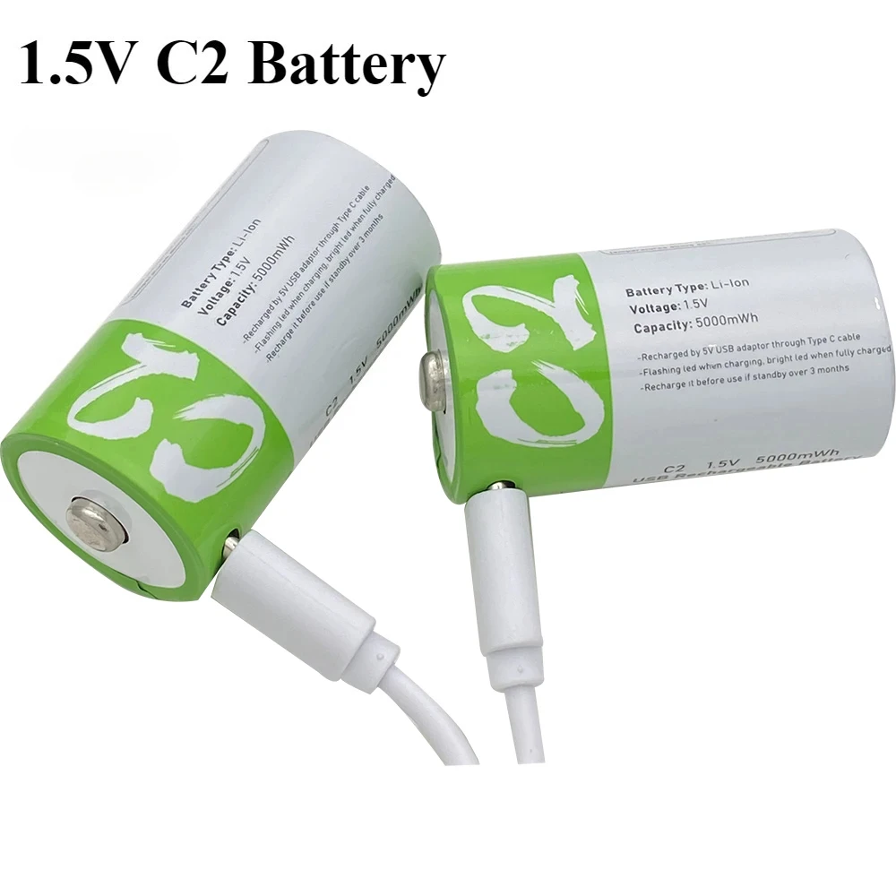 Batteria Ricaricabile LR14 Formato C 1.5V 5000mWh con Ricarica Rapida Tipo-C per Torce, Fornelli a Gas, Giocattoli, Tastiere Elettroniche - immagine 6