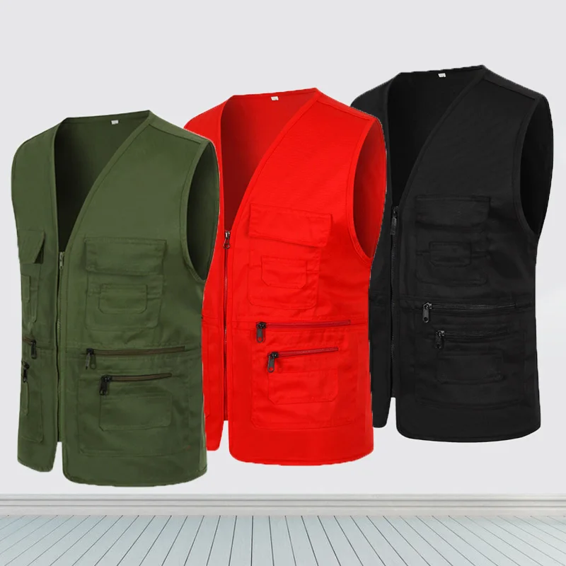 Men Multi-Pocket Classic Waistcoat Casual Sleeveless Jacket Plus Size Slim Fit Outerwear Male Clothes Photographer Tactical Vest fashionable vests sleeveless vests nylon vest sleeveless vest casual jacket