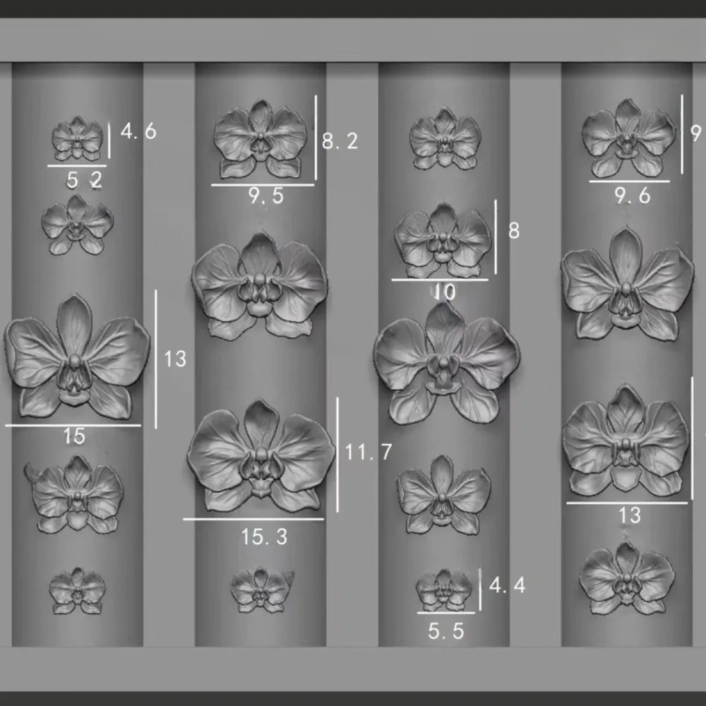 실리콘 네일 아트 조각 템플릿 꽃무늬 조각 템플릿 실리콘 네일 몰드 나비 난초 디자인 재사용 가능
