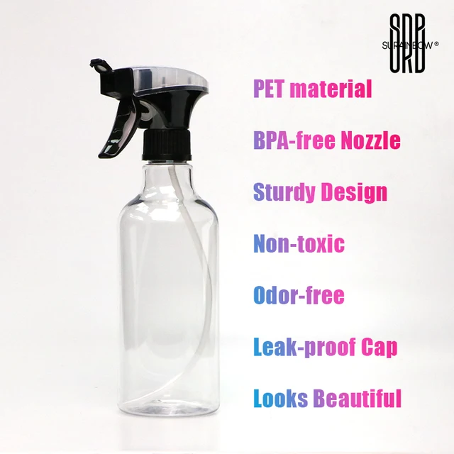 10-Pack 24oz Plastic Spray Bottles - Empty Refillable Bottles With Adjustable Nozzle (Mist/Stream), Labels