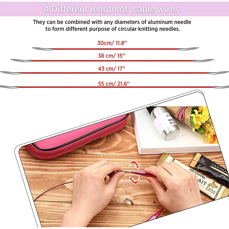Description Picture 5 of itemAluminum Circular Knitting Needles Weaving Yarn Knitting Craft Tools Accessories Set Interchangeable Crochet Hooks Kit Needle
