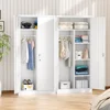 Wardrobe Closet, 72" Armoire Wardrobe Cabinet-Functional Clothes Storage with Hanging Rail, White Storage Cabinet, Metal Cabinet 6