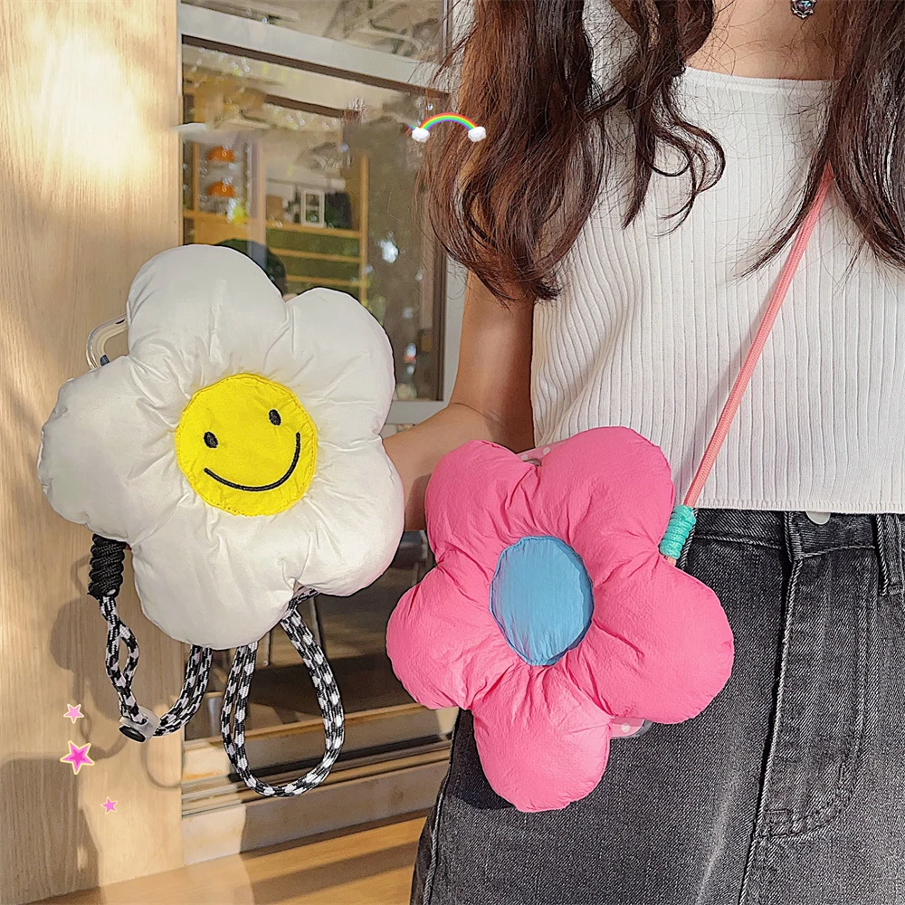 한국 3D 사랑스러운 다운 재킷 해바라기 전화 클립, 크로스 바디 랜야드 스트랩 전화 팔찌, 분실 방지 랜야드 쥬얼리, 소녀
