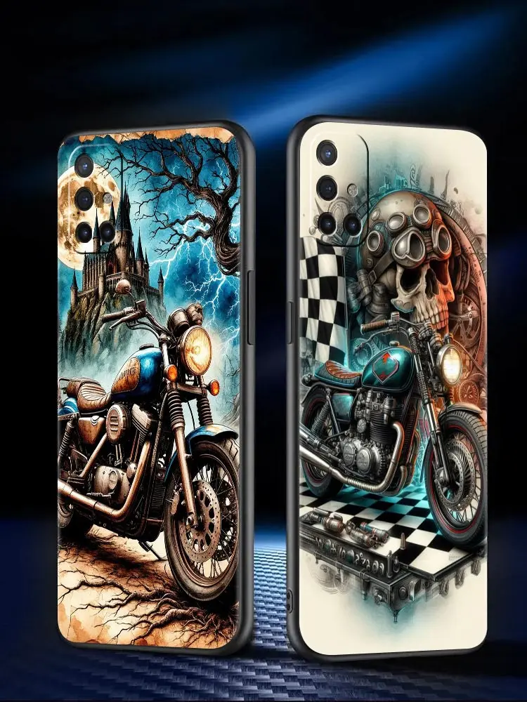 Vintage Motorcycle Painted Soft TPU Phone Case - Colorful Design