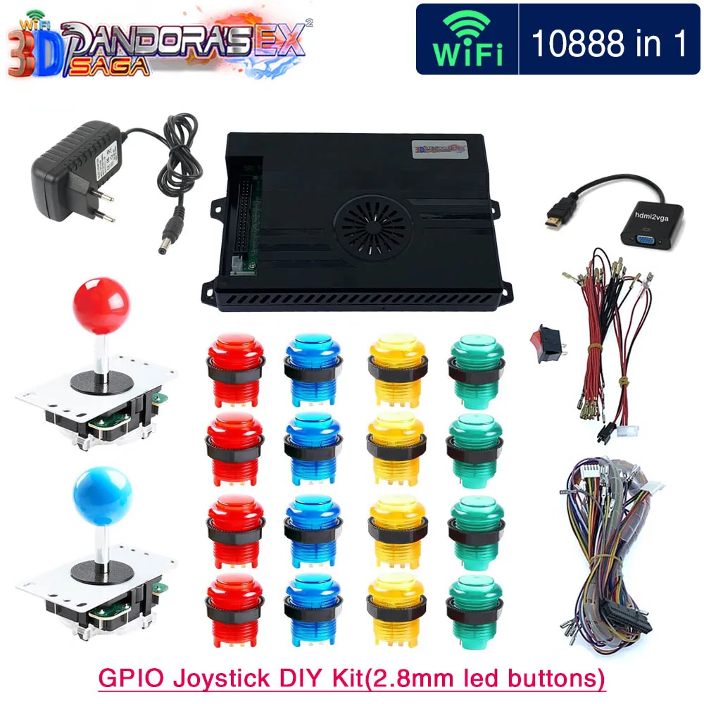 3D Pandora Saga Box EX2 10888 in 1 DIY Kit Arcade Game Console 8 Way