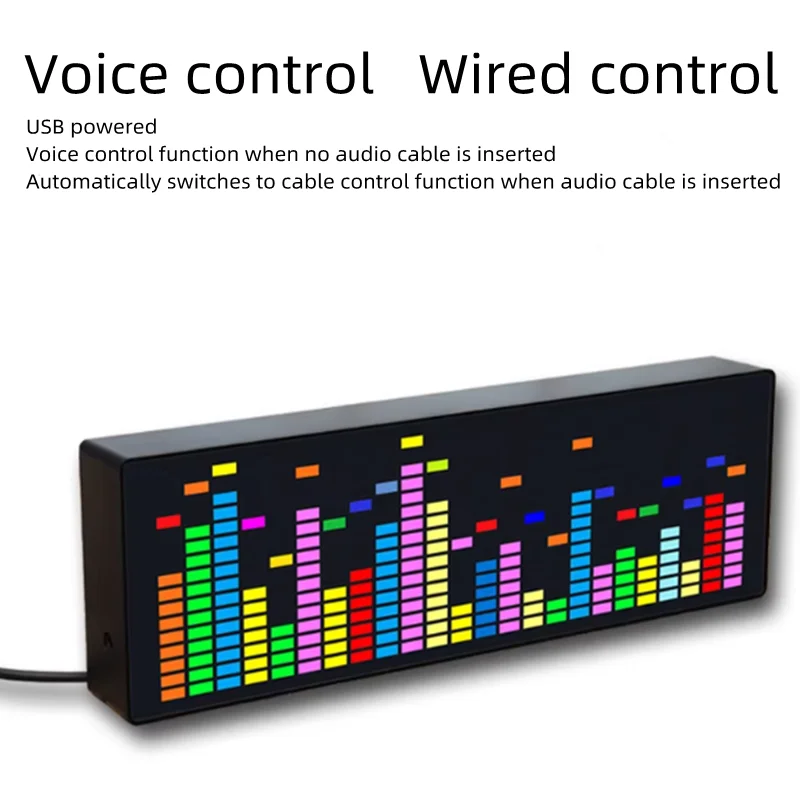 다채로운 LED 음악 스펙트럼 전자 시계 음성 제어 리듬 조명 1624 RGB 오디오 픽업 주변 소음 레벨 표시기