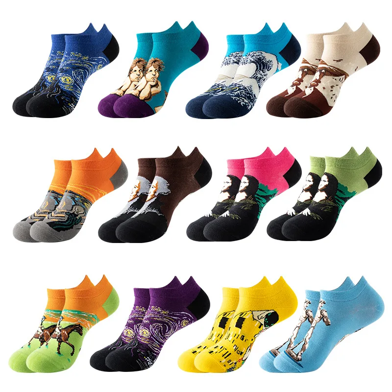 

Socks women's spring and summer new men's socks ins cartoon boat socks women's breathable deodorant socks wholesale