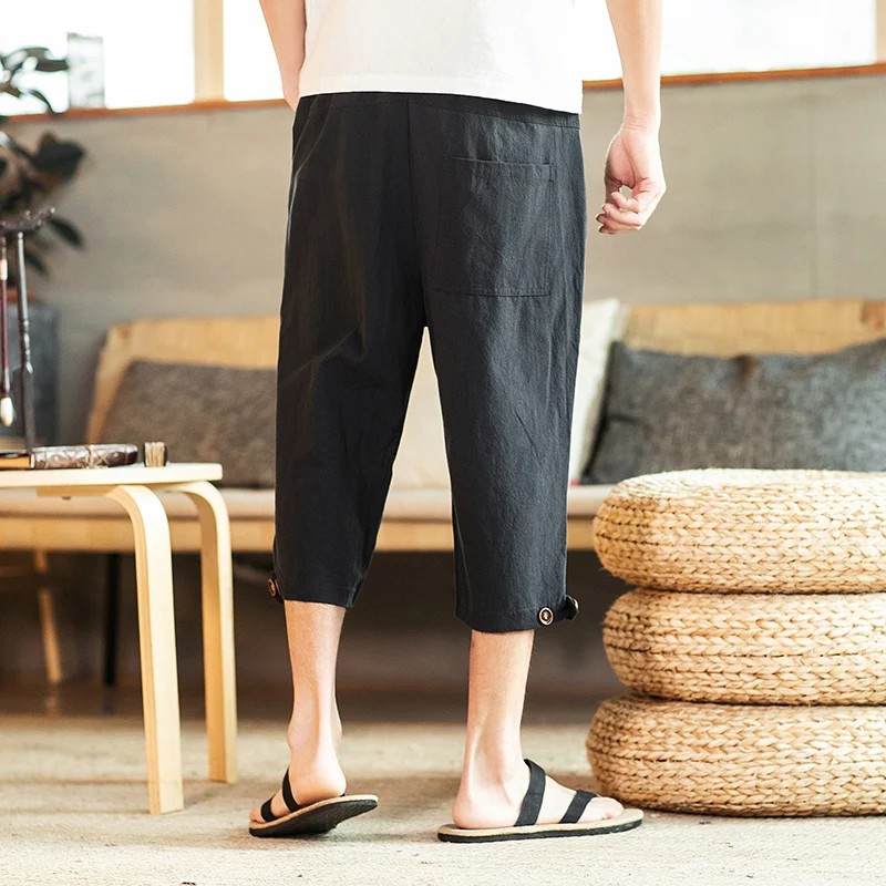 Description Picture 5 of itemSummer Cropped Pants, Men's Casual Linen Shorts, Loose Pants, Summer Cotton Linen Thin Style, Fashionable and Comfortable