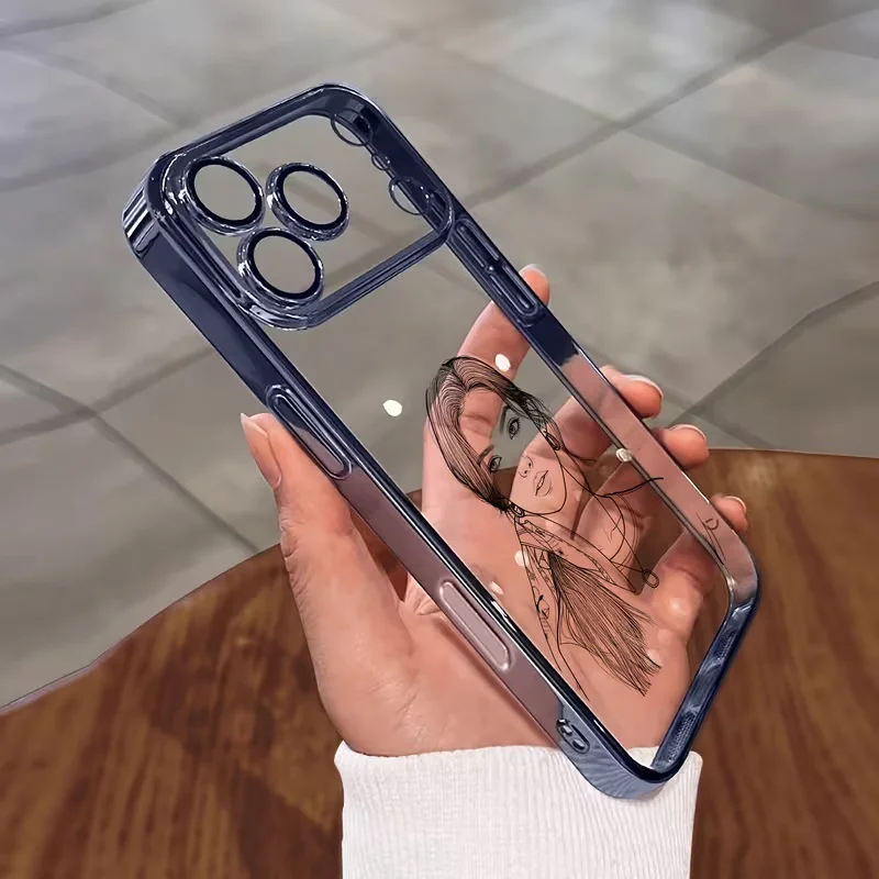 Personalized Customized Photo Sketch Lines Personalized Plating Transparent TPU Case thumbnail 4