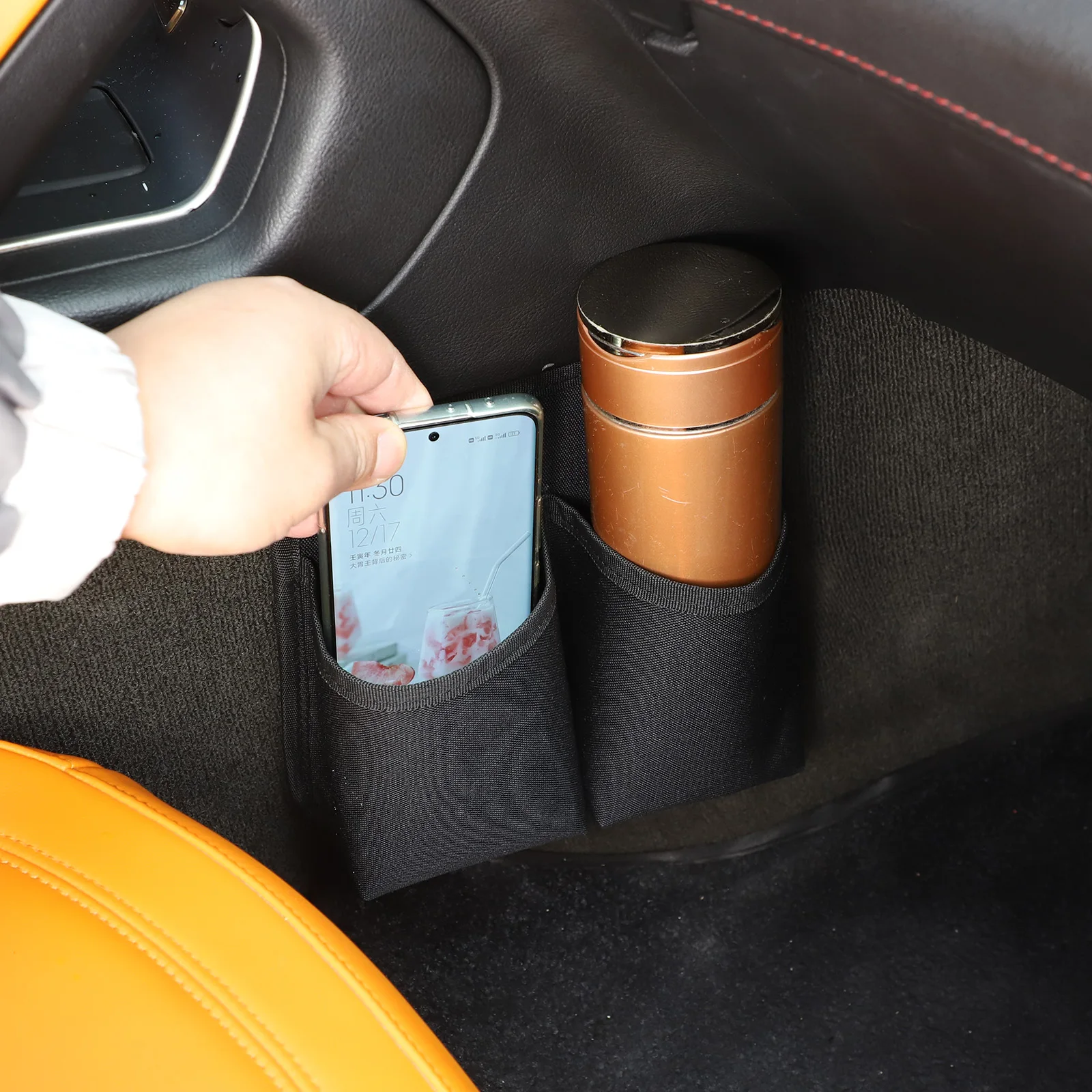 

For Chevrolet Corvette C7 2014-2019 Oxford Cloth Car co-pilot Passenger Seat Water Cup Storage Bag Storage Bag Car Accessories