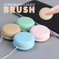 2 in 1 Microfiber Screen Cleaner Dust Plug Mobile Phone Glasses Cleaning Tool Round Shape Dust Remover For iPhone iPad Tablet 2