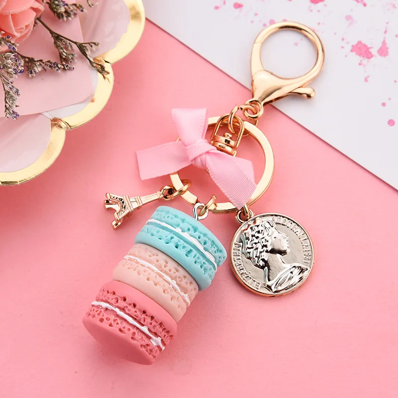 Macaroon Keychains Key Ring Macaroons Charm Bag Pendant Macaroon Jewelry Women New