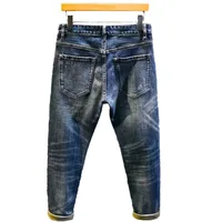 Rétro épissé ​ ​ Jean homme marque tendance déchiré ours Patch ample classique homme pantalon strass Denims larmes Streetwear pour homme 5