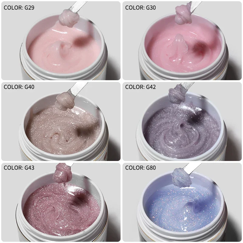 MSHARE 50g/250g Shimmer Pink White Acrylic Gel Glitter Shiny Extension Acryl Hard Gel Nails Sculpting Construction Professional 5