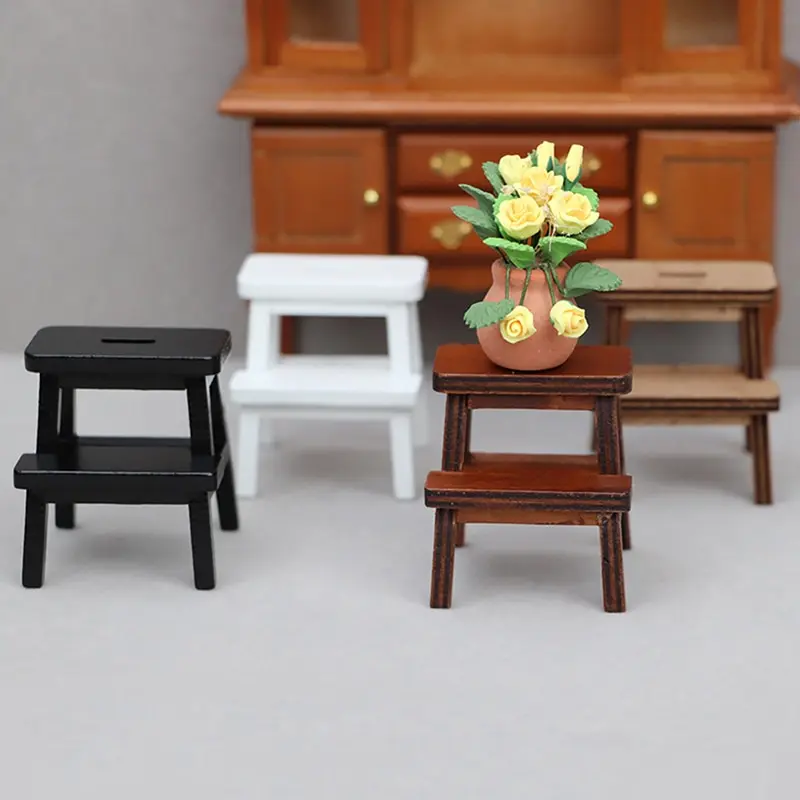 

1Pc 1:12 Dollhouse Tailor Furniture Miniature Cat Step Stool Double-Layer Sit Chair Holding Stool Living Scene Decor