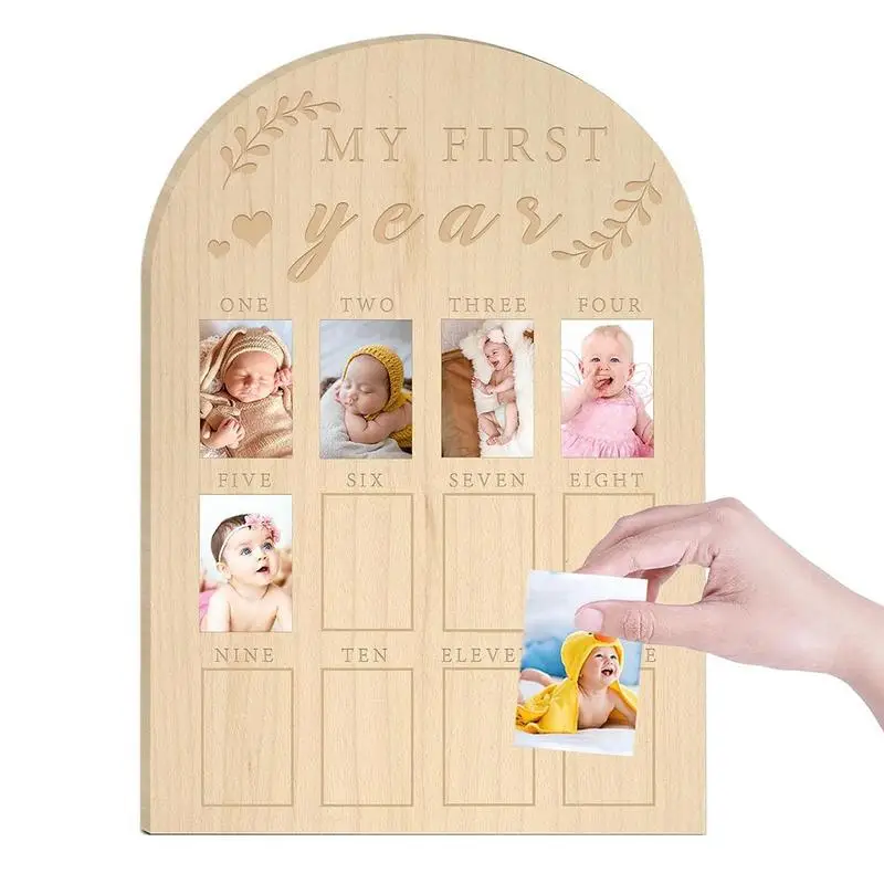 Baby's First Year Picture Frame - 12 Month Milestone Photo Collage, 10x10 Inch White Display For Newborn Memories