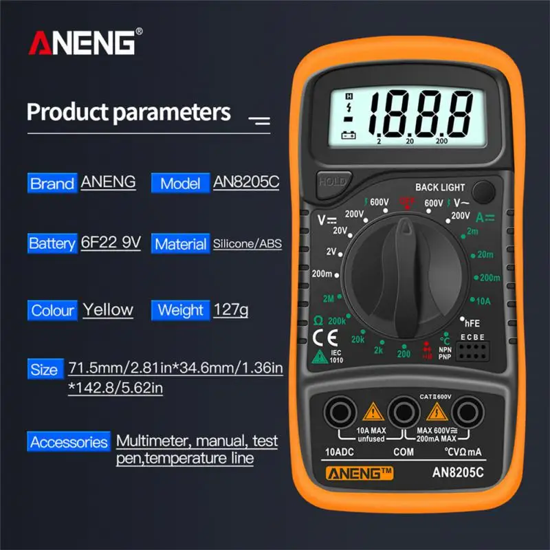 ANENG AN8205C  Ƽ, AC/DC , Ʈ  ׽,  LCD Ʈ , ޴