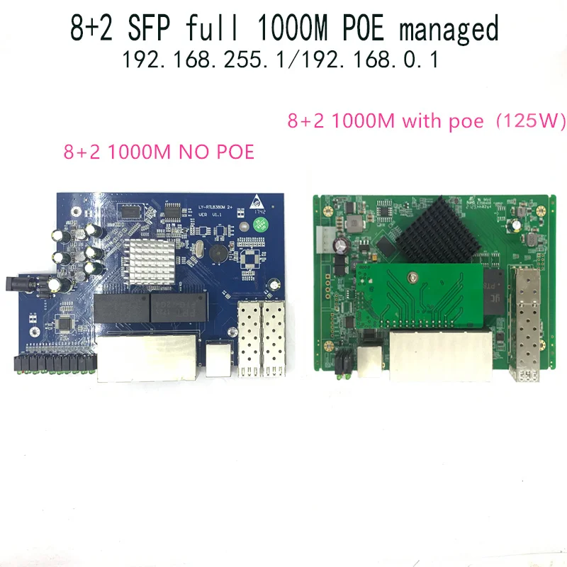 IP-управление, 8 портов, 10/100 Мбит/с, PoE Ethernet коммутационный модуль, управляемый коммутационный модуль с 2 гигабитными слотами SFP, гигабитный коммутатор
