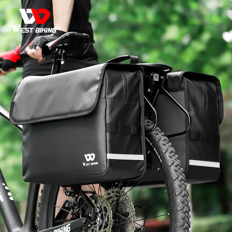 

WEST BIKING Waterproof Bike Pannier Double Bag 36L Large Capacity Bicycle Seat Luggage Carrier MTB Road Cycling Trunk