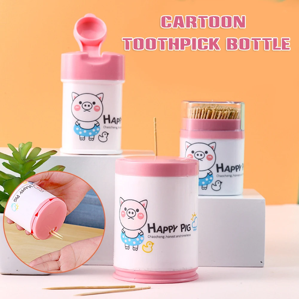 Happy Pig Toothpick Box Portable Large Capacity Toothpick Dispenser for