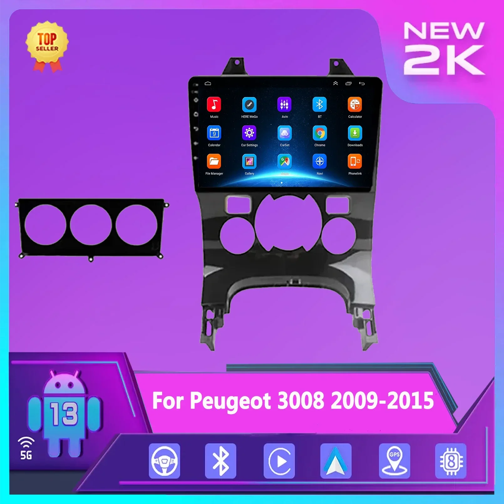 Android Car Radio Multimedia Per Peugeot 5008 3008 2009-2015 Wireless Carplay Audio Stereo Autoradio Gps Lettore Video Multimediale