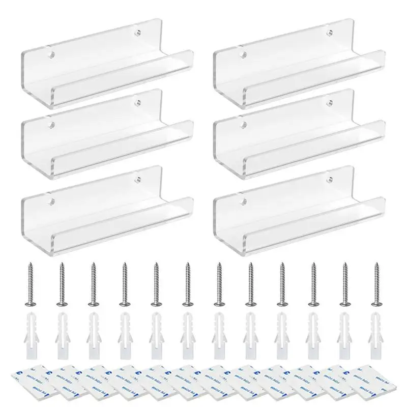 

Record Wall Mount 6pcs Acrylic Transparent Album Holder Display With Screws And Tape Record Accessories For Store Home Office