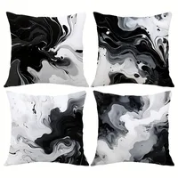 Black and Gold Brushstroke Art PillowcaseBedroom Living Room Sofa Home Decor Polyester Cushion Cover with Zipper