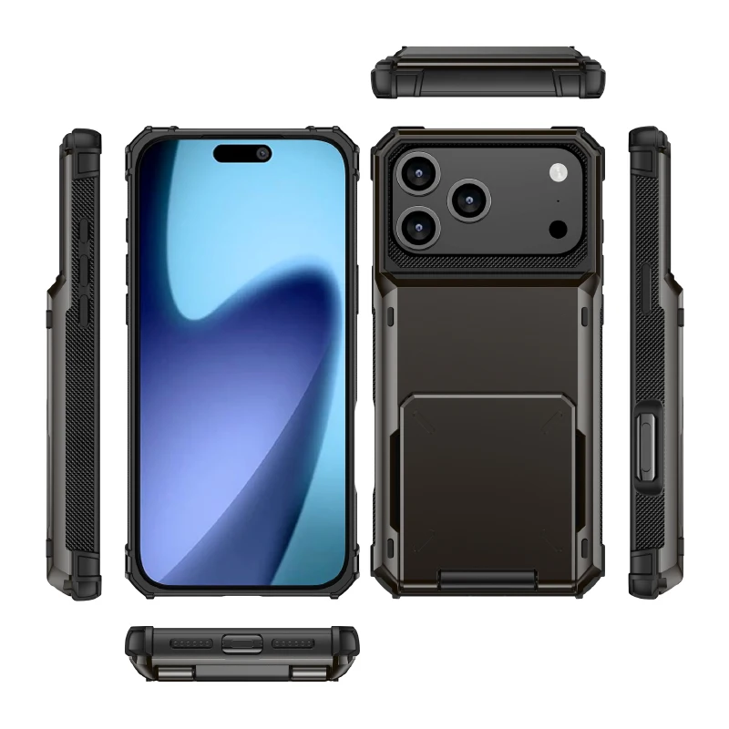 Elegant Flip Wallet Card Slot Shockproof Phone Case with Dual Material Bumper
