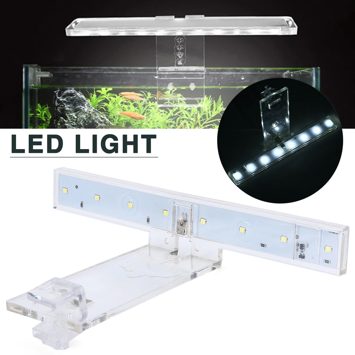 1pc Led Aquarium Light Lamp Aqua Plant Fish Tank 38mm Extendable
