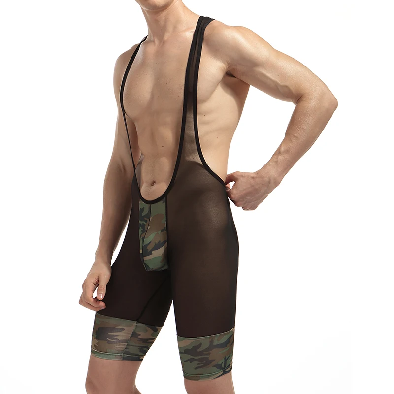 Men’s Camouflage Bodysuits and Underwear: Stretchy Tanks, Jumpsuits, and Intimate Lingerie mens mesh see thru underwear