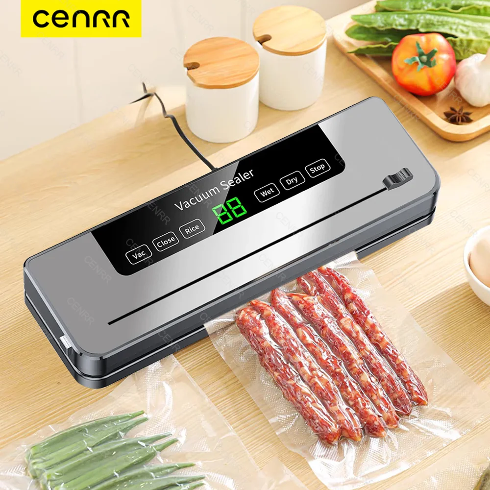 CENRR Vacuum Sealer Machine Food Wet Dry with Kitchen Storage Sealing Machine Built-in Cutter Food Vacuum Packaging Machine