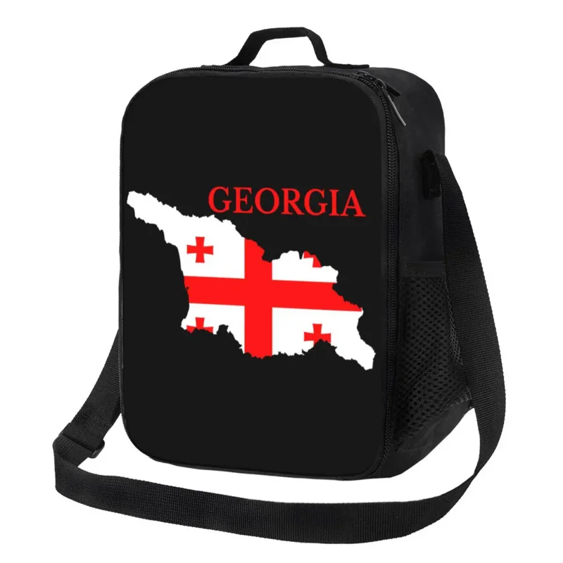 

Georgia Flag Map Insulated Lunch Bags for Women Georgian Patriotic Resuable Cooler Thermal Food Bento Box Work School Travel