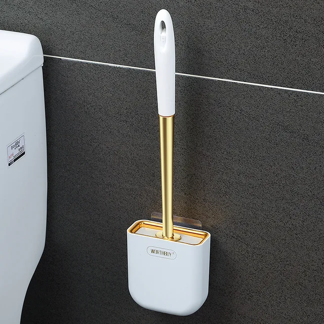 Luxus Wc Kefe Tartó Tartóval Falra Szerelt Szilikon Lapos Fejtisztító Sarokrés Tisztító Fürdőszobai Kiegészítők - Image 3