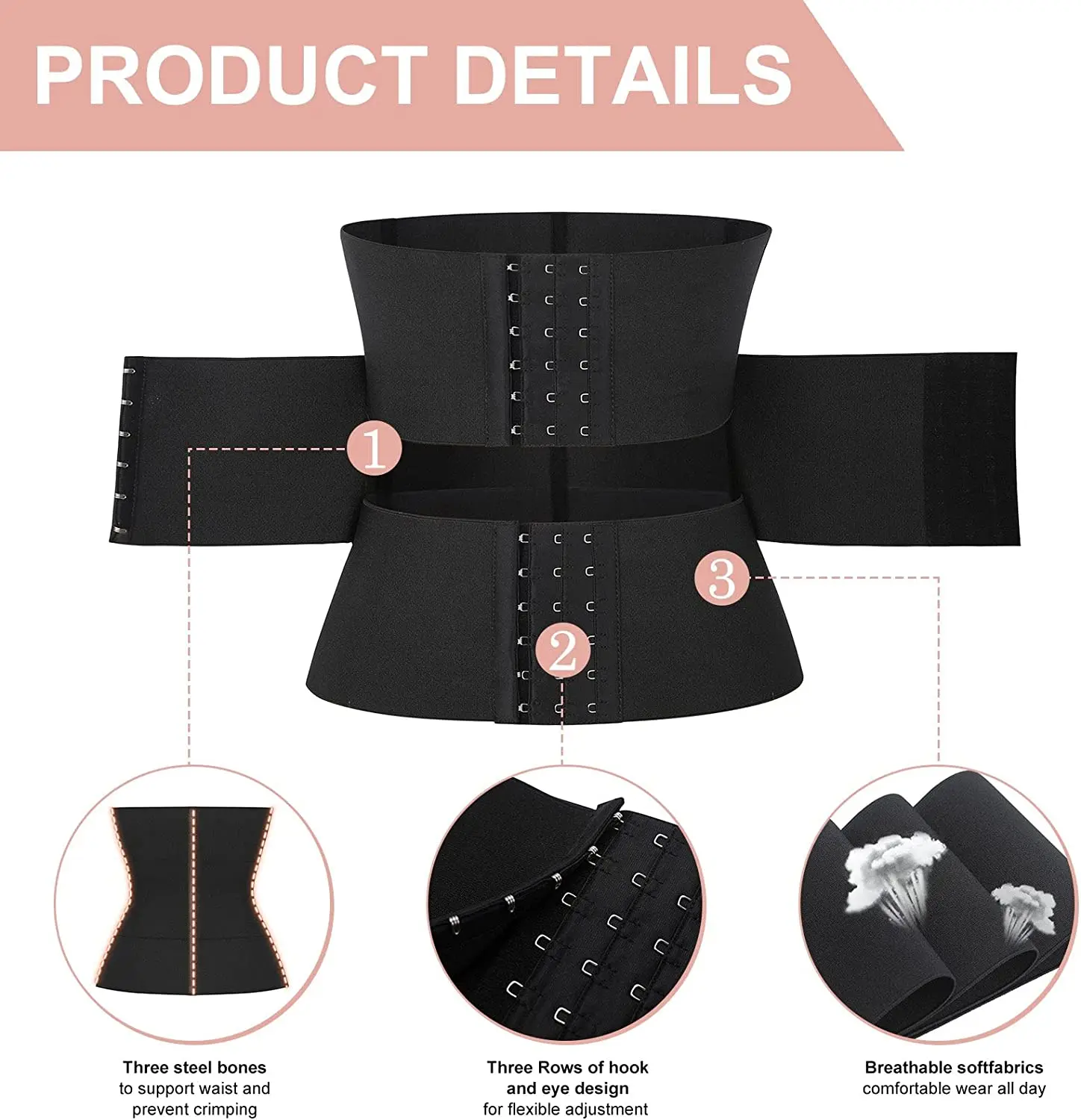 Women Shapewear Corset Waist Trainer Weight Loss Body Shaper Hourglass Belt  Stomach Slimming Belly Belt Girdle Strap Black Hooks - AliExpress