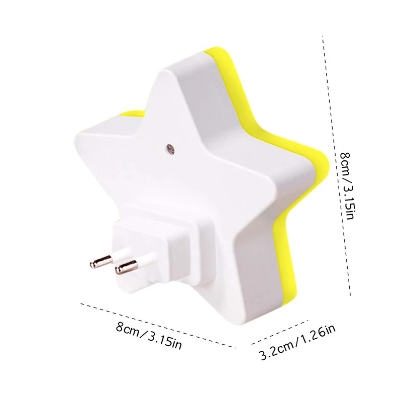 Mini Cute Star LED Night Light EU AC110-220V Pulg-in Children Lamp Control Night Lamp Wall Socket Sensor Light Bedside
