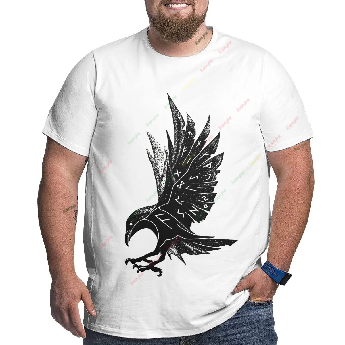 

Black crow Print T-Shirt for Men's Casual Crew Neck Short-Sleeve Fashion Summer T-Shirts Tops, Regular and Oversize Tees 6XL L